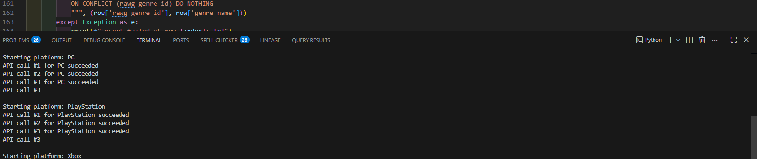 Terminal output showing pipeline running
